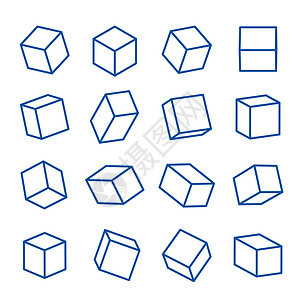 一组 3D 几何线形状固体元素矢量图玩具水晶数学棱镜立方体圆柱形星星六边形正方形八角形图片