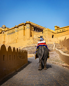 印度拉贾斯坦邦斋浦尔的阿米尔堡琥珀色城市建筑纪念碑建筑学堡垒旅游遗产吸引力爬坡图片