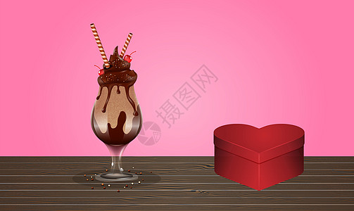 冰淇淋勺在桌上的模拟插图奶油奶制品味道圣代咖啡店标识牛奶香草包装锥体图片
