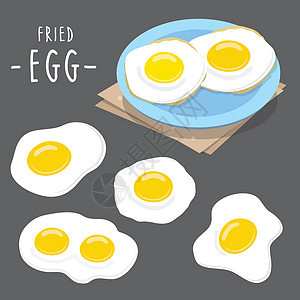 早上卡通 vecto 中的煎蛋食品为早餐烹制健康膳食图片