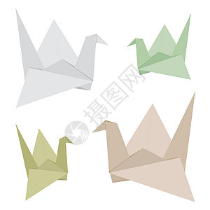 由回收纸 Vecto 制成的折纸鸟图片