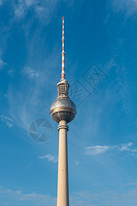 德国柏林的电视塔台内存纪念碑建筑学金属首都天空蓝色播送发射机收音机图片