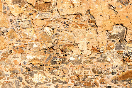 旧石砖墙的纹理圆形岩石材料建筑学卵石建筑建造花岗岩黑色灰色图片