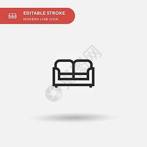Sofa 简单矢量图标 DRW 的示意符号设计模板椅子房间休息室扶手椅标识座位奢华长椅桌子白色图片