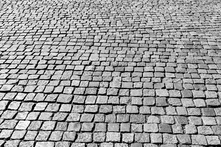 花岗岩纹理老路面正方形白色街道小路岩石材料灰色马赛克地面鹅卵石背景图片