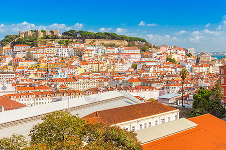 圣乔治城堡(圣豪尔赫堡)的景象 葡萄牙流行地标 11月20日图片