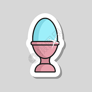 鸡蛋杯矢量 ico 中的软煮鸡蛋早餐饮食杯子插图烹饪食物餐具黄色蛋壳白色图片