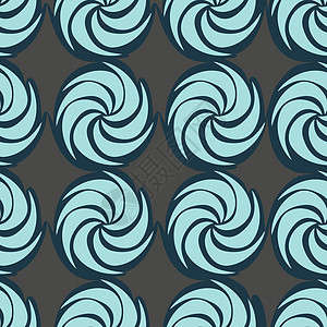 蓝色矢量装饰连续背景使用波浪线曲线和圆圈 构成可以使用作为墙纸马赛克纺织品装饰品光学螺旋几何学卷曲打印波浪状风格图片