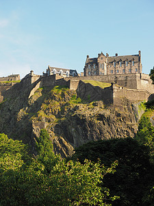 苏格兰爱丁堡城堡建筑地标城市堡垒景观建筑学背景图片