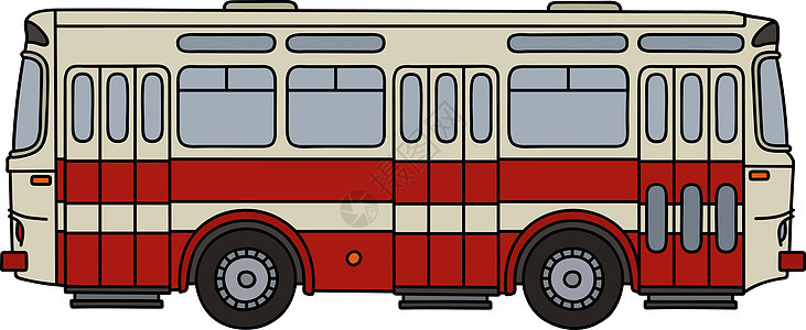 复古城市巴士乘客车皮插图发动机土地车辆车站奶油白色教练图片