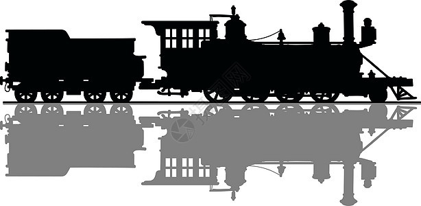 复古美国蒸汽机车煤炭引擎机器黑色运输灰色卡通片火车铁路插图图片