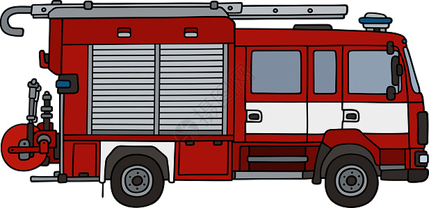 红色消防车卡通片汽车车辆救援发动机警卫车站白色运输城市图片