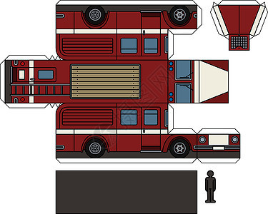 旧救火车的纸模型消防队员卡车纸艺汽车货车消防车白色救援运输卡通片图片