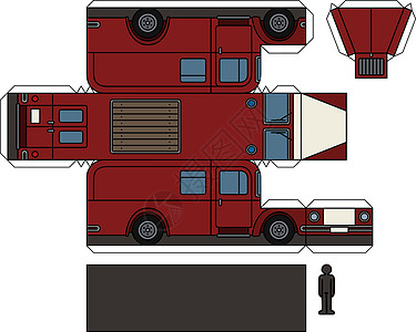旧救火车的纸模型玩具纸艺插图运输城市卡通片发动机消防车货车救援图片