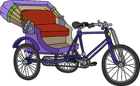 紫轮车人力车图片