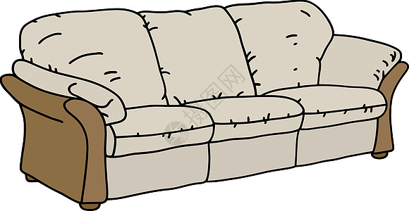 白皮沙发座位长沙发白色点心家具长椅奶油卡通片房间皮革图片