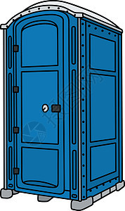 蓝色移动马桶厕所塑料化学品插图洗手间摊位卫生卡通片背景图片