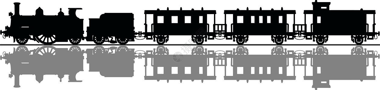 古老蒸汽列车插图教练灰色运输机器卡通片火车车皮引擎铁路图片
