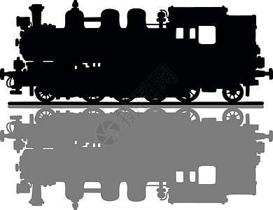 旧式蒸汽机车机器剪影黑色铁路车辆运输卡通片阴影引擎火车图片