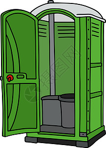 绿色移动厕所卡通片摊位塑料洗手间插图化学品卫生图片