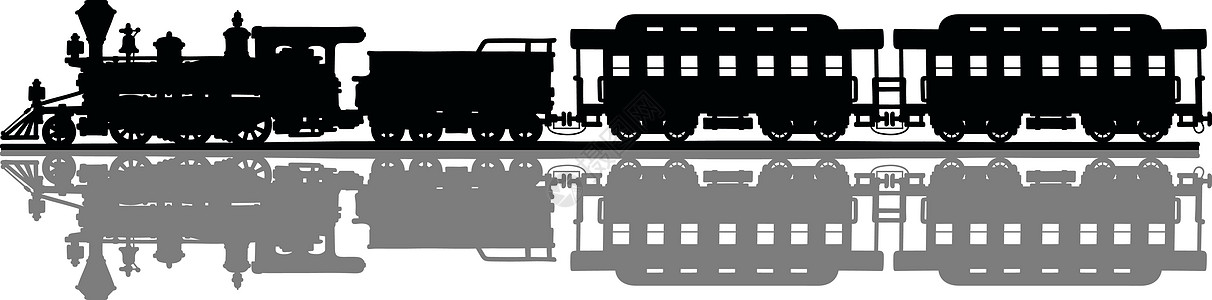 老式美国蒸汽火车历史荒野机车阴影卡通片车辆黑色图片