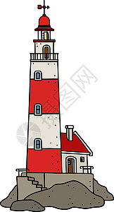 老红白石灯塔红色白色运输历史建筑插图手表房子灯笼地标图片