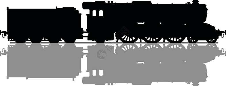 旧式蒸汽机车灰色黑色阴影插图火车汽车铁路机器运输引擎背景图片