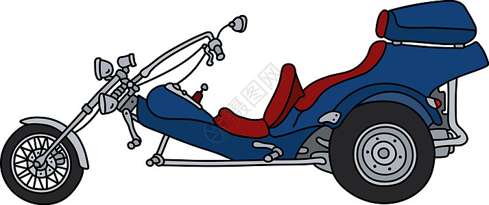 蓝色机动三轮车合金摩托车自行车卡通片旅行红色发动机菜刀骑士车辆图片