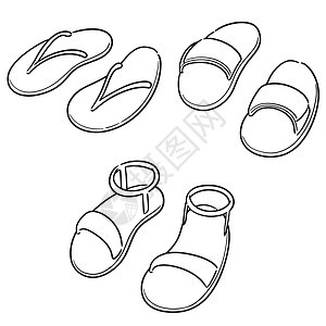 一套拖鞋素描配饰鞋类手绘服装涂鸦收藏艺术插图热带图片