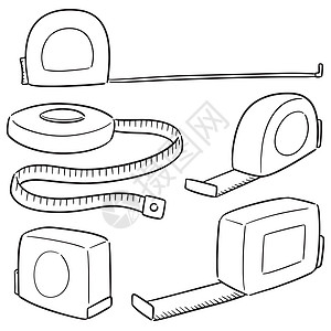 一套测量水龙头磁带涂鸦线条工作尺寸仪表统治者草图卡通片素描图片