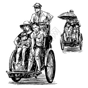 越南的三轮车图传统运输世界生活旅行旅游历史自行车车辆遗产图片