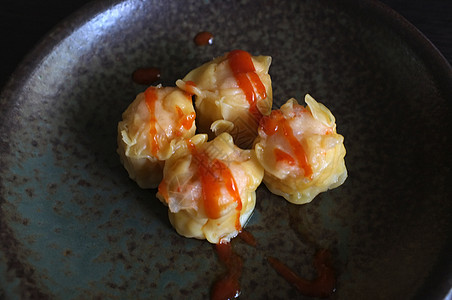 陶瓷碗上的虾子包子文化饺子蒸汽猪肉餐厅食物课程午餐菜单对虾图片