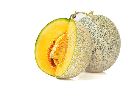 白色背景上孤立的鲜亮水果甜瓜蜂蜜橙子营养种子热带食物饮食西瓜甘露蔬菜图片
