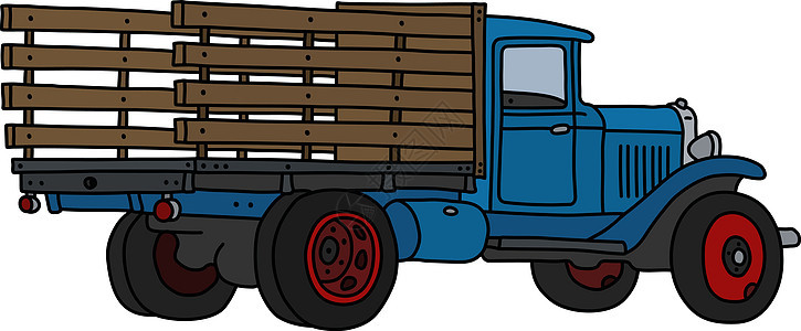 经典的蓝色卡车送货农场发动机黑色土地计时器红色车辆卡通片汽车图片