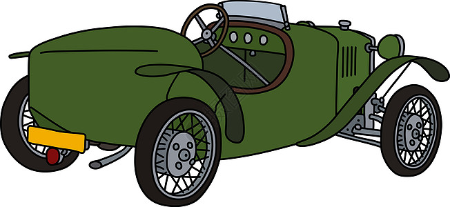 老式的绿色跑车敞篷车汽车车辆速度赛车卡通片插图运输图片