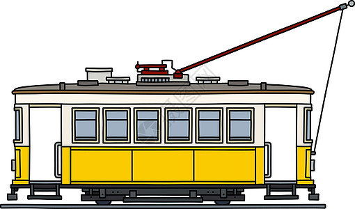 老式的黄色电车高清图片