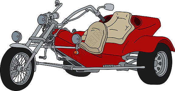 红色机动三轮车奶油旅行卡通片座位摩托车自行车菜刀骑士发动机黑色图片