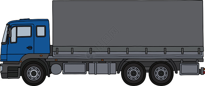 蓝色重型卡车发动机车辆工业灰色送货卡通片汽车运输帆布图片