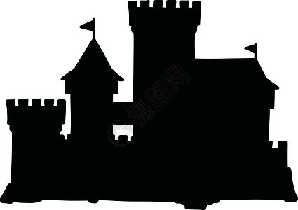 城堡的黑色剪影卡通片地标公主灰色骑士房子城垛堡垒墙壁国王图片