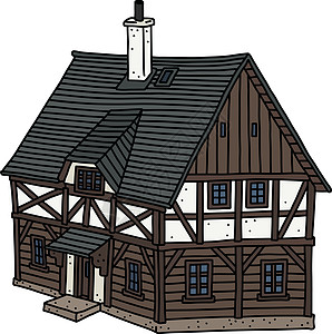 历史悠久的半木结构房屋小屋村庄国家农场农业民间卡通片家庭图片