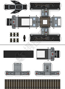一台老小电力机车的纸模型机器发动机拖拉机碎石运输铁路玩具力量院子车辆图片