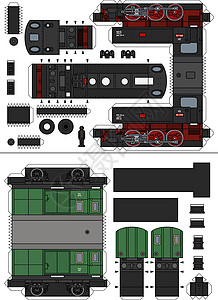 老式蒸汽火车的纸模型车辆机车黑色卡通片货运邮政货物玩具运输车皮图片