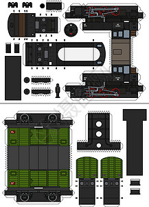 旧货运蒸汽火车的纸模型纸艺运输铁路胶水卡通片玩具绿色货物车辆机车图片