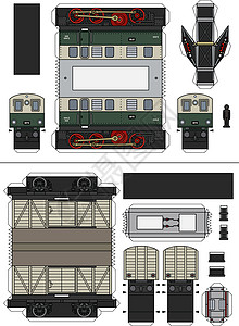 一辆老电车的纸模型纸艺机车发动机铁路蒸汽胶水插图机器车辆奶油图片