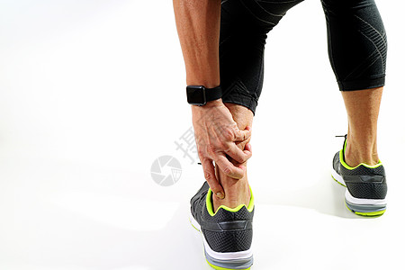 跑步运动员赛跑运动员脚踝被扭断的关节打伤肌肉赛跑者事故跑步锻炼运动男人训练伤害扭伤背景