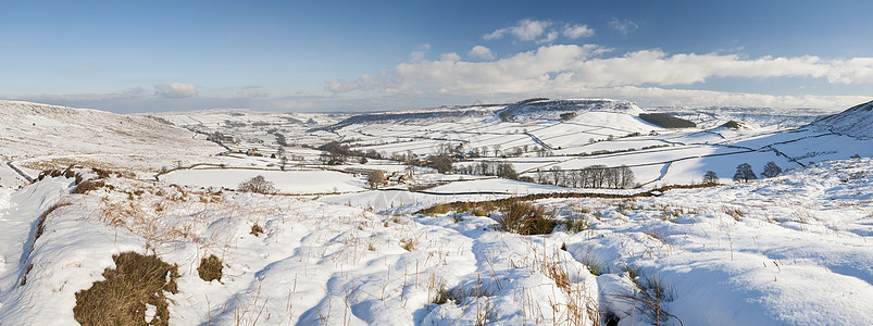 英语冬季冬季农村雪地风景草地天空植物植被山谷乡村蓝色场地白色全景图片