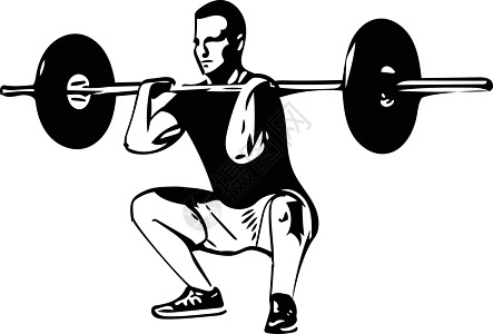 在健身房用杠铃进行举重锻炼运动员身体力量腹肌男人娱乐运动男性训练饮食图片