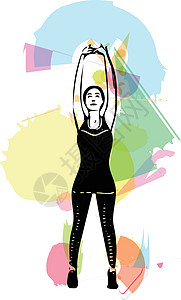 抽象健身女性 bod锻炼女士肌肉草图运动员身体瑜伽运动女孩训练图片
