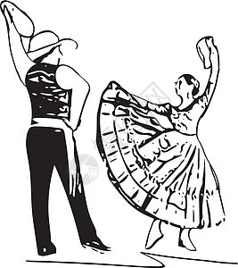 情侣跳舞的插图编舞旗帜音乐夫妻艺术舞者涂鸦传统利马民间图片