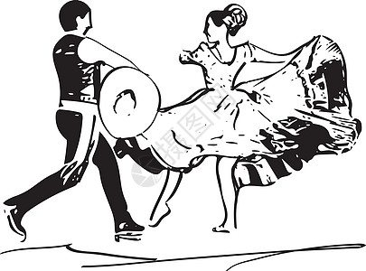 情侣跳舞的插图伙伴音乐衣服女士戏剧传统舞蹈家涂鸦草图旗帜图片